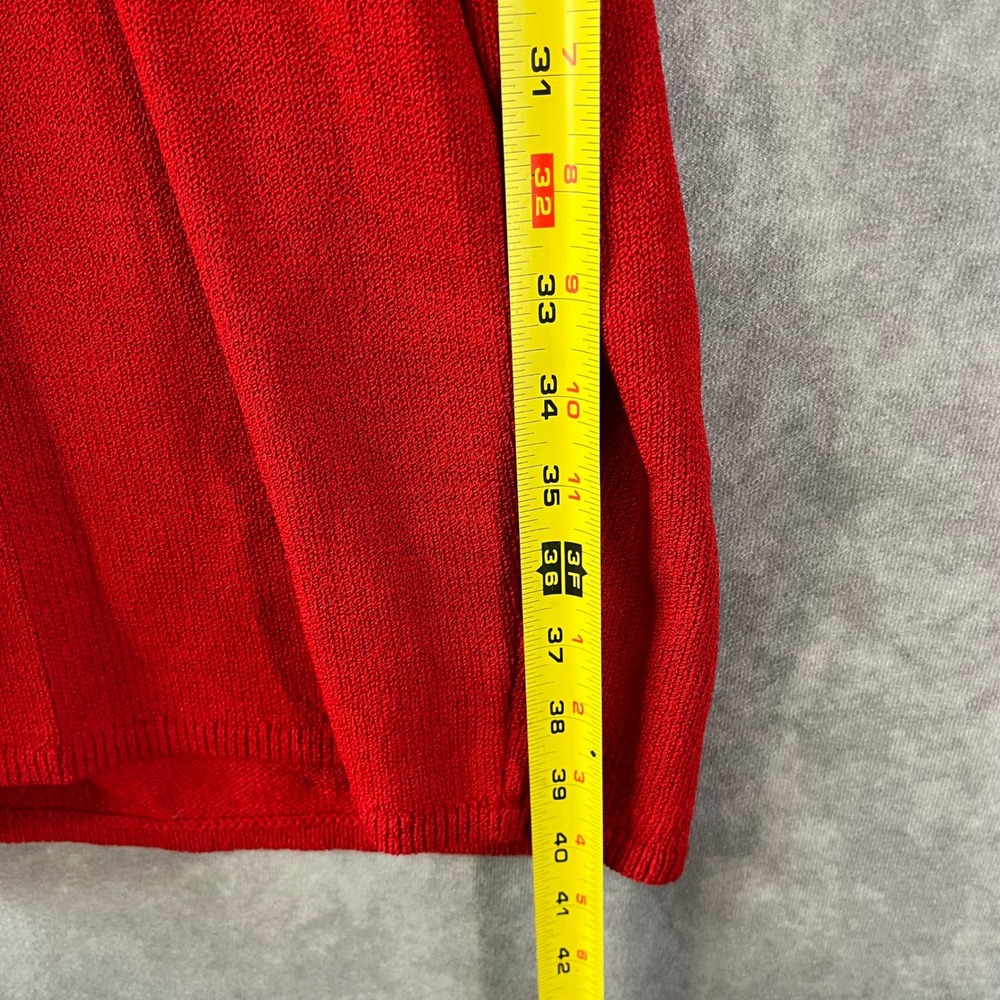St. John Knit Dress Women 12 Red V-Neck Embellished Cuff Vintage Marie Gray - Picture 9 of 9